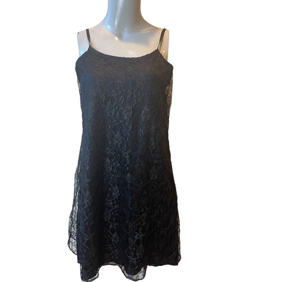 Melissa Harper Womens Mini Dress Lace Over Full Night Gown Sleeveless Women Sz M - Picture 1 of 6